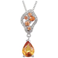 Pendentif en or 14 carats avec saphir jaune, saphir orange et diamants de 1,27 carat