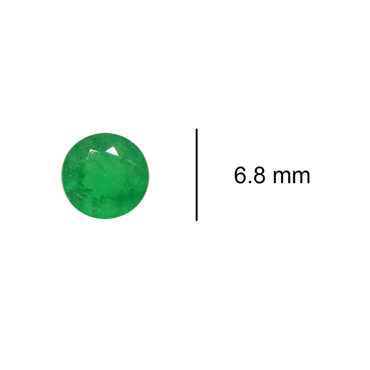 Women's or Men's 1.27 Carats Loose Round Cut Emerald from Colombia Genuine Green Gemstone For Sale
