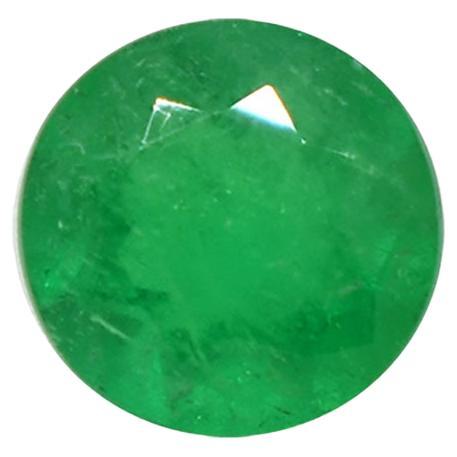 1.27 Carats Loose Round Cut Emerald from Colombia Genuine Green Gemstone For Sale