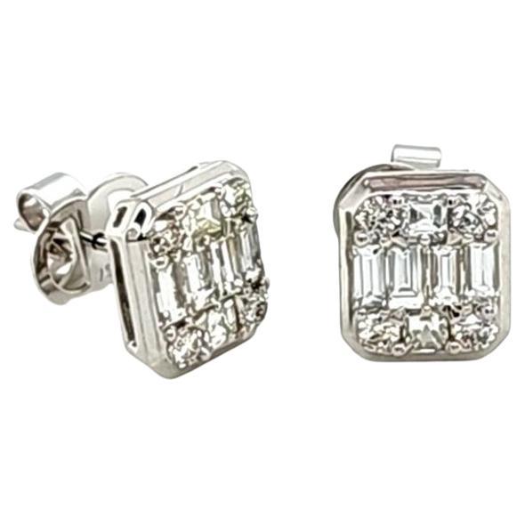 1.27 Carats White Diamond White Gold Earrings