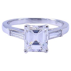 Bague solitaire en platine avec diamant GIA de 1,27 carat Estate Jewelry
