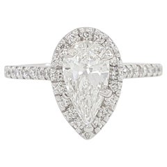 0.91 Karat Diamant-Halo-Verlobungsring mit Birnen-Brillantschliff 