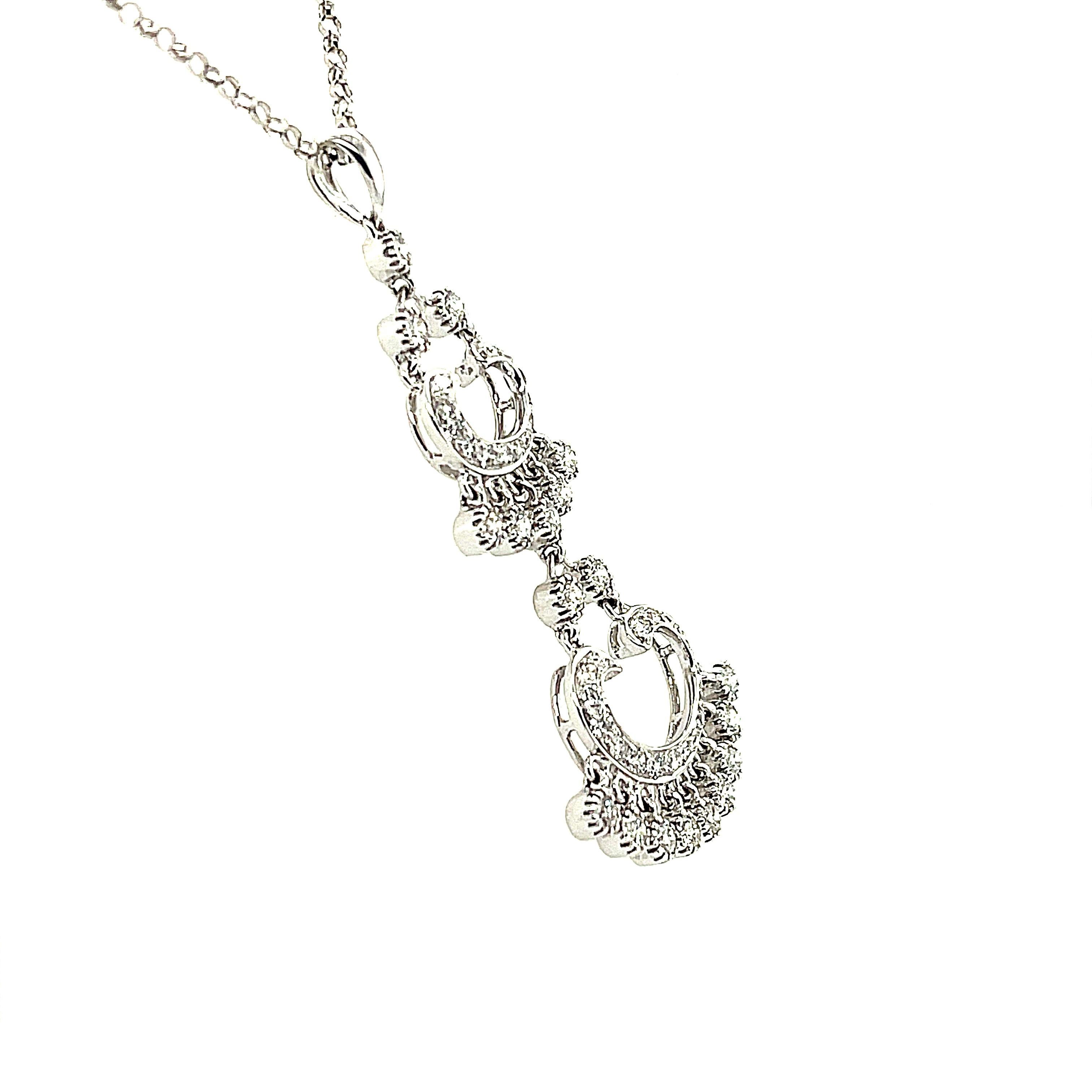 Women's 1.27 ct. t.w. Diamond Victorian Inspired Lacy 18k White Gold Drop Pendant
