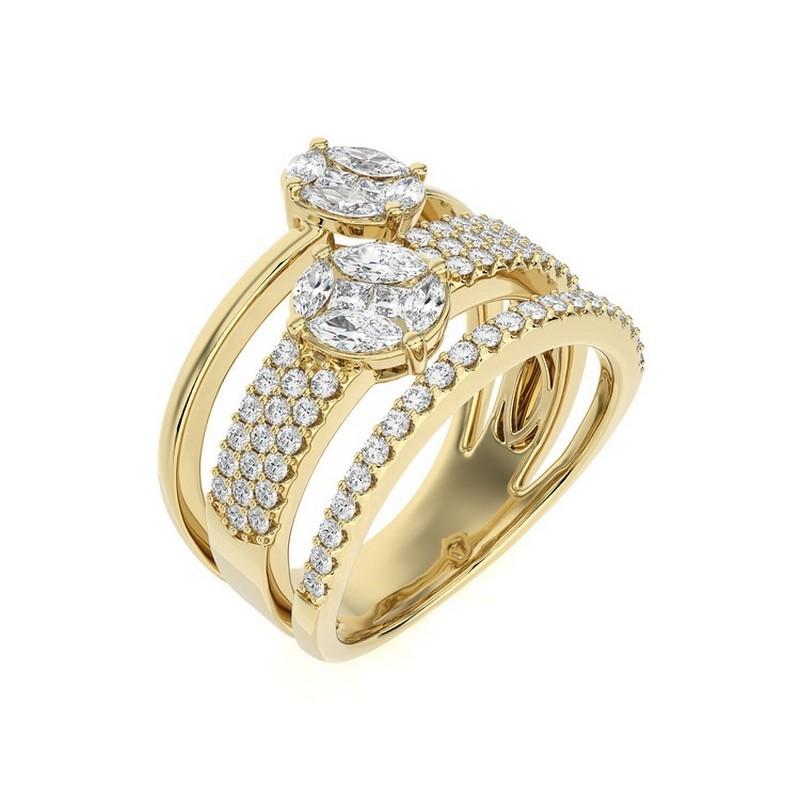 Vue d'ensemble :
La bague bypass de la Collection S est ornée de 1,27 carats de diamants ronds sertis dans de l'or jaune 14K. Cette pièce sophistiquée et élégante associe la brillance élégante de l'or jaune à l'éclat brillant des diamants ronds, ce