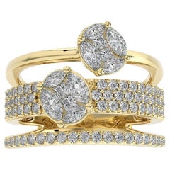1.27 CTW Round Diamonds 14K Yellow Gold Classic collection Bypass Ring