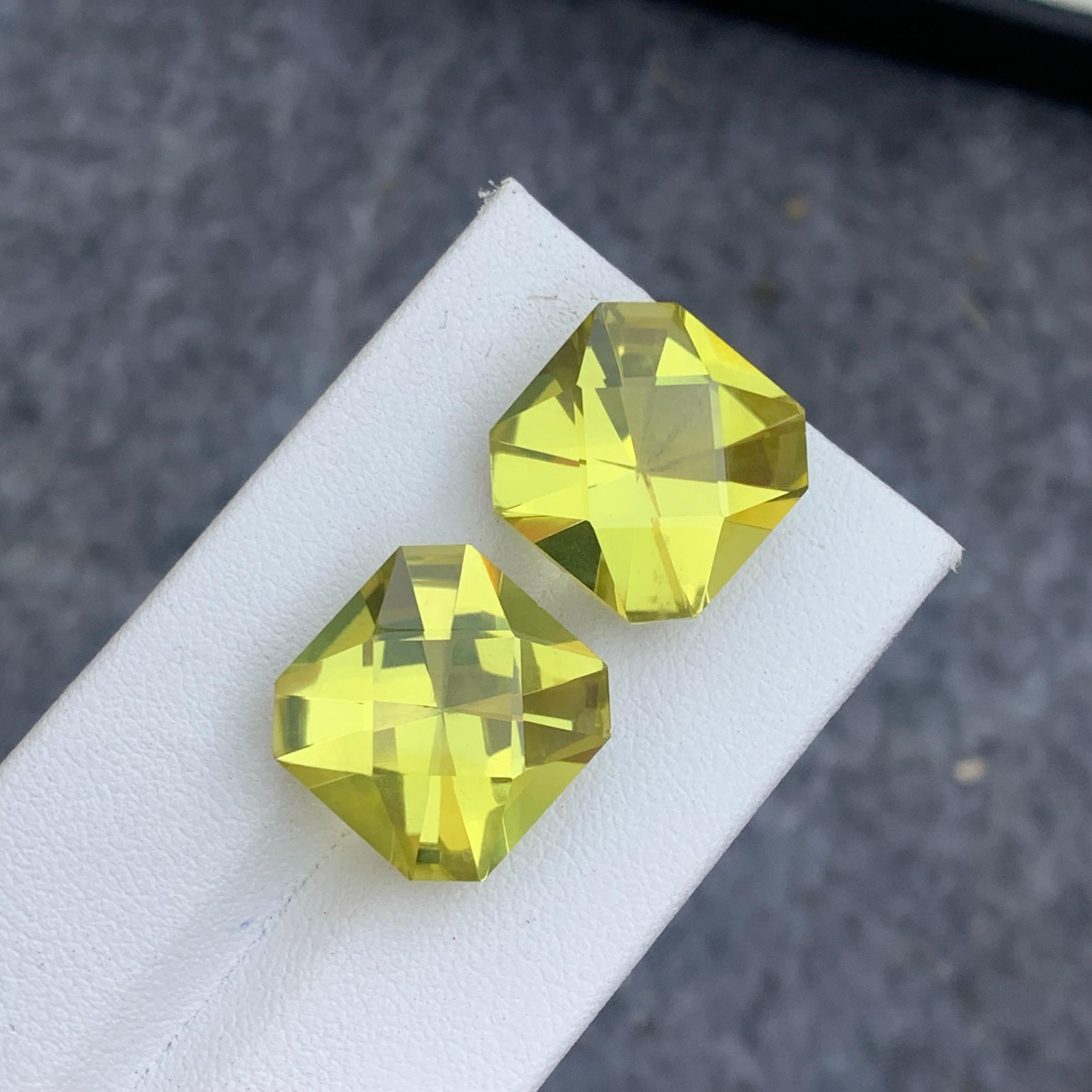 12,70 und 12,90 Karat Facettierter gelber Zitronenquarz Edelstein für Ohrringe Schmuck 4