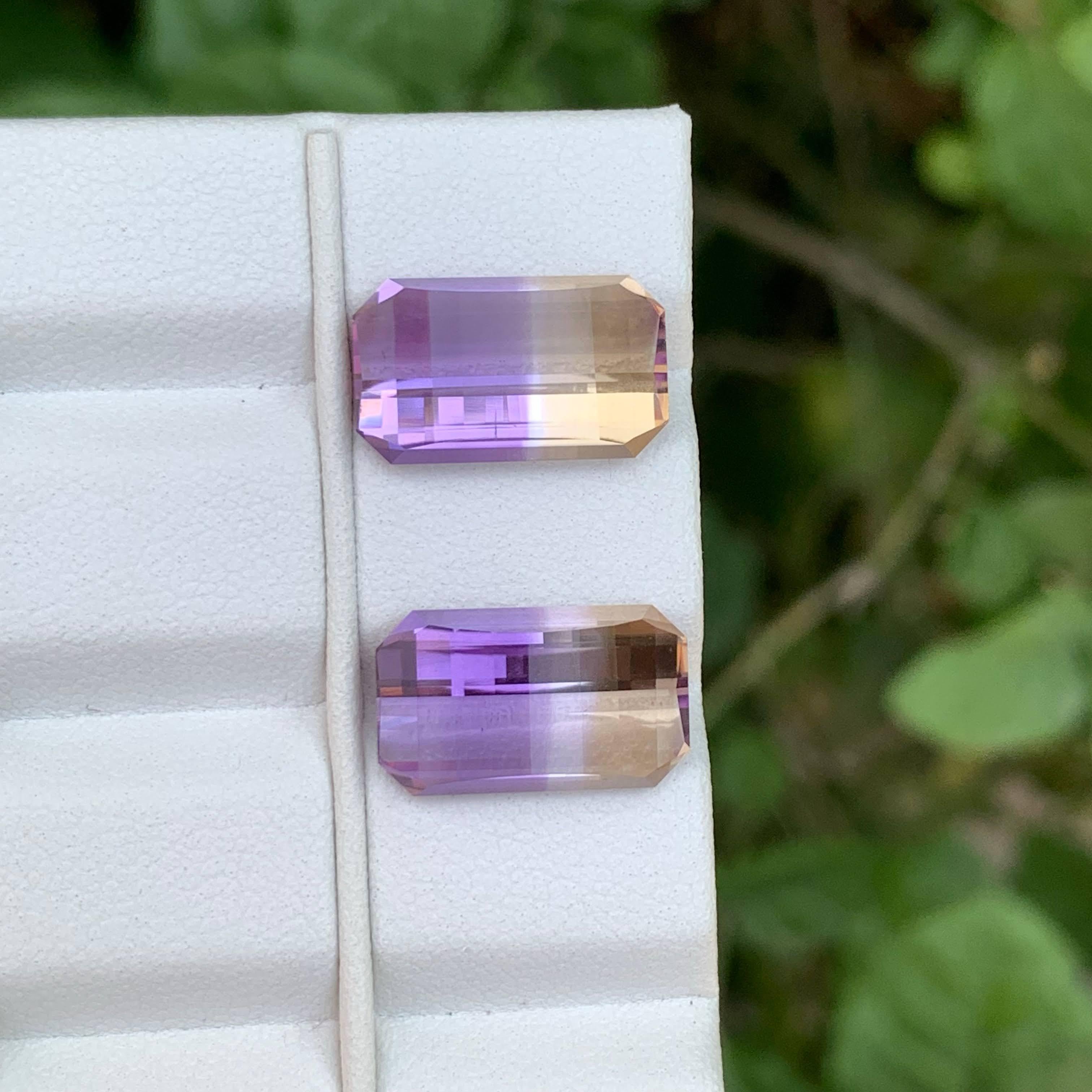 12,70 Quilates Ametrina Bicolor Suelta Par Corte Pixel Gemas Naturales Brasileñas Moderno en venta