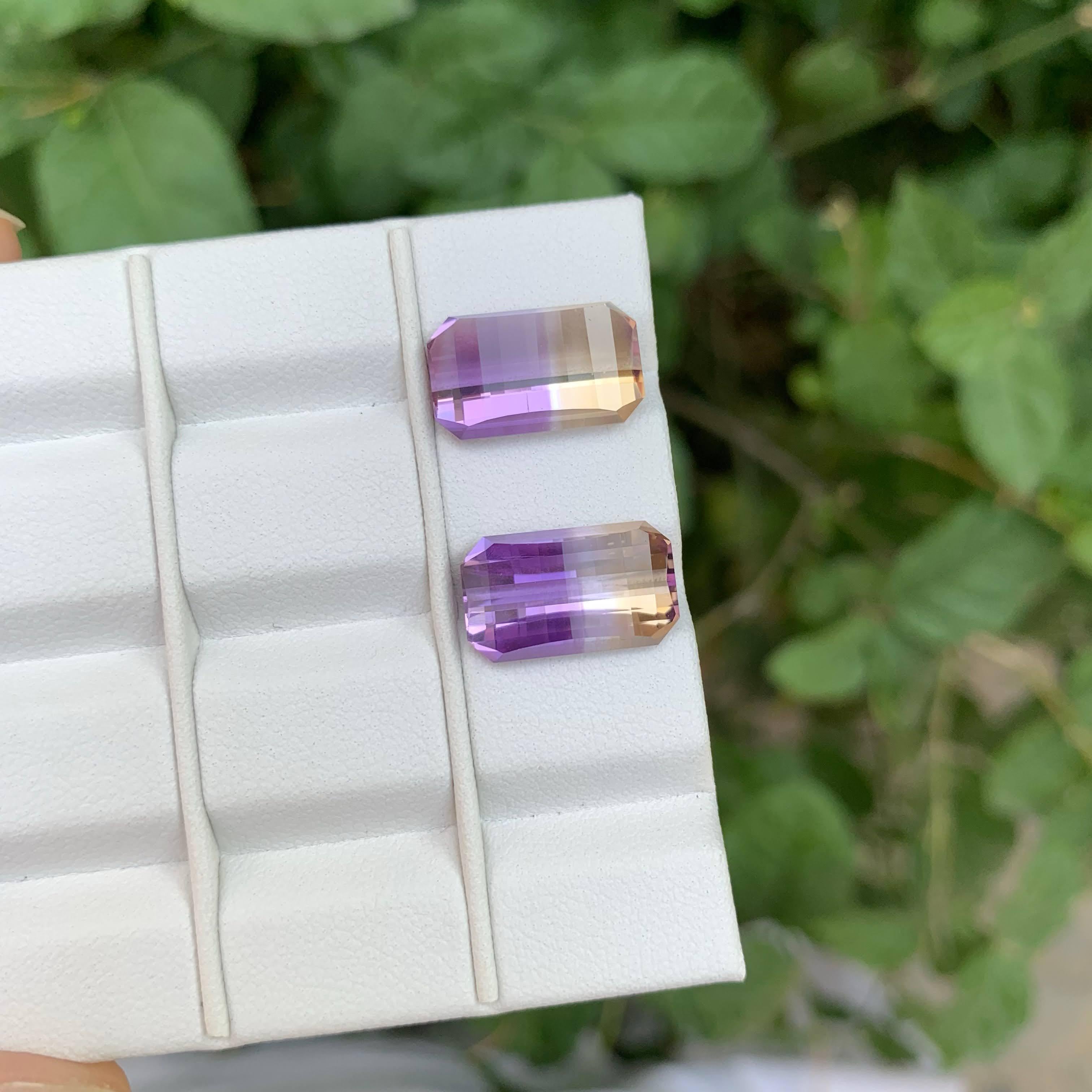 12,70 Quilates Ametrina Bicolor Suelta Par Corte Pixel Gemas Naturales Brasileñas en venta 2