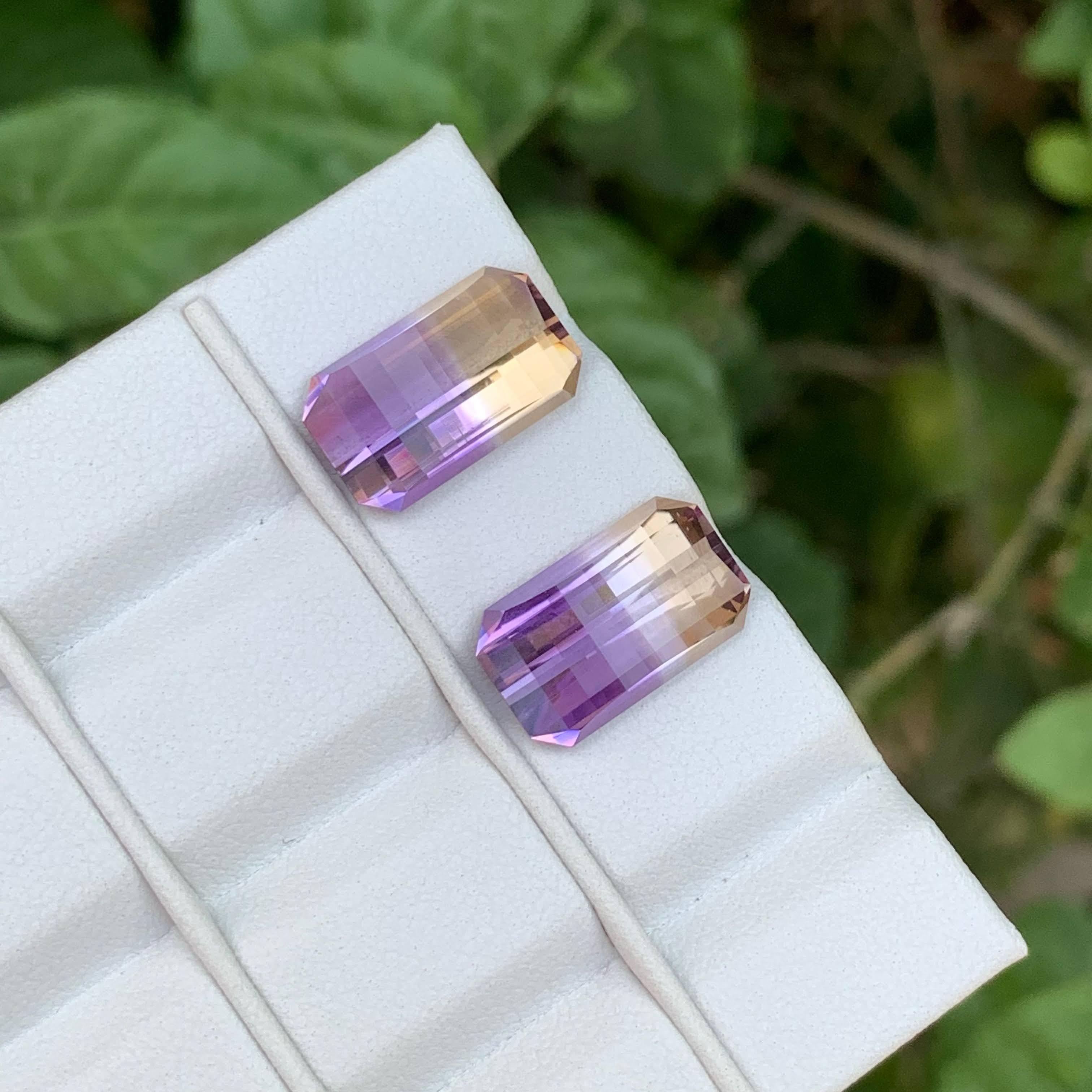 12,70 Quilates Ametrina Bicolor Suelta Par Corte Pixel Gemas Naturales Brasileñas en venta 3