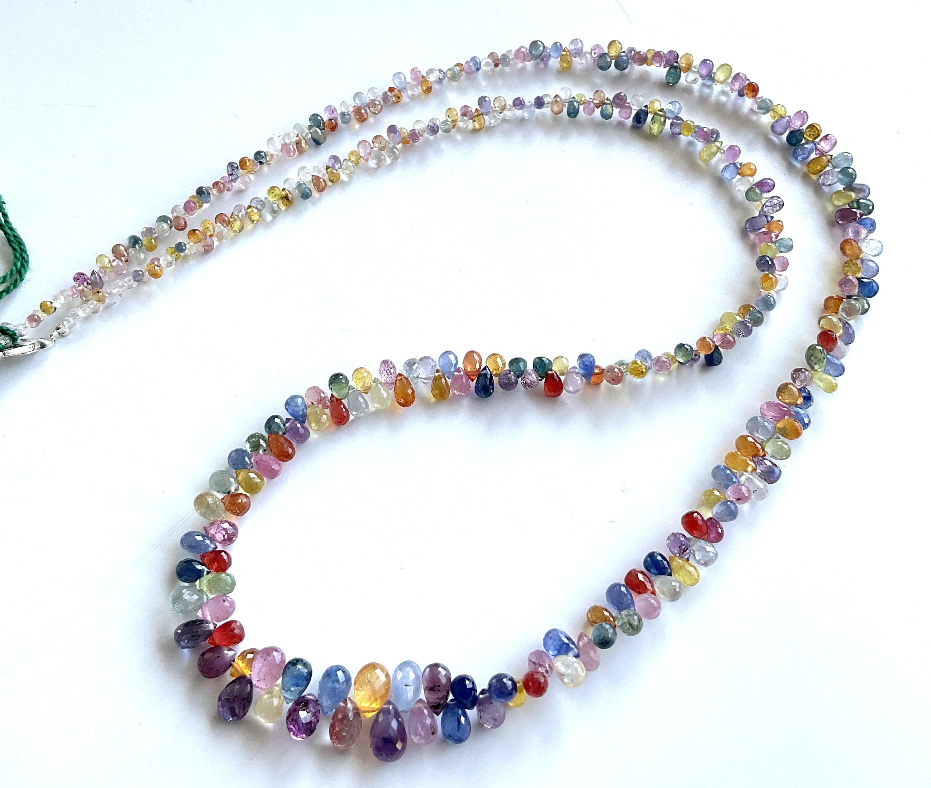 Bead 127.00 Carats Multi Color Sapphire Drops Top Quality Natural Gem Fine Jewelry For Sale