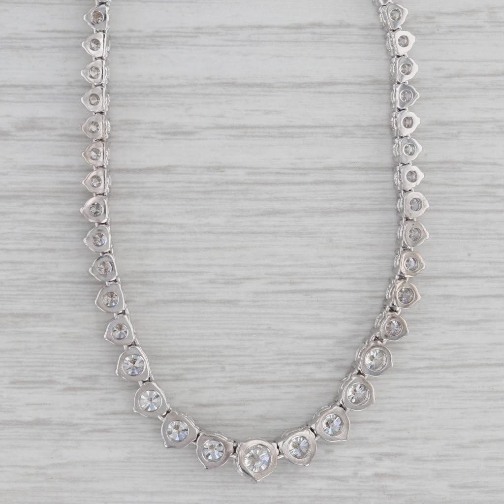 12.70ctw Graduated Diamond Tennis Necklace 14k White Gold 17
