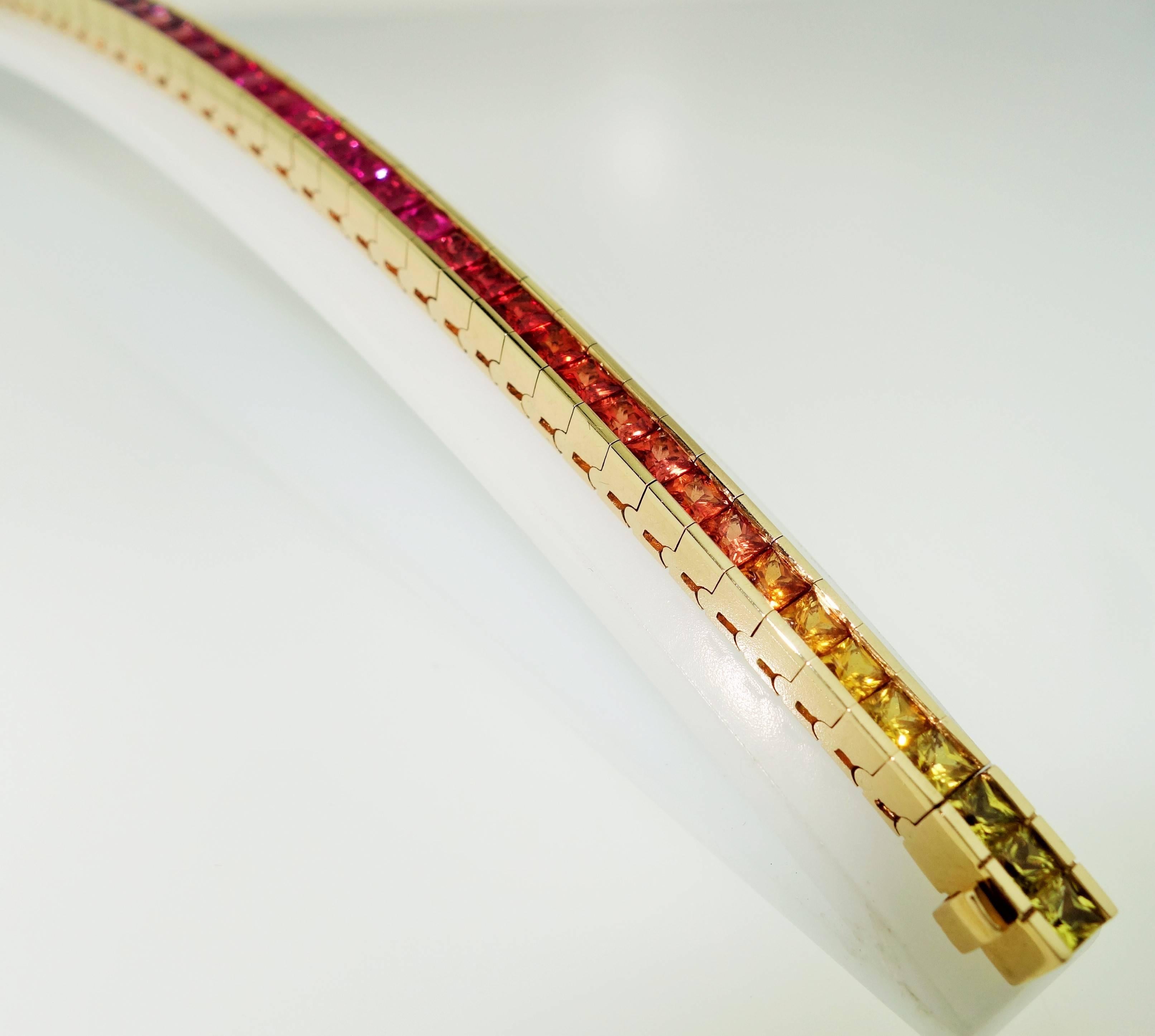 Women's 12.71 Carat Multi-Color Sapphire Statement Line Bracelet