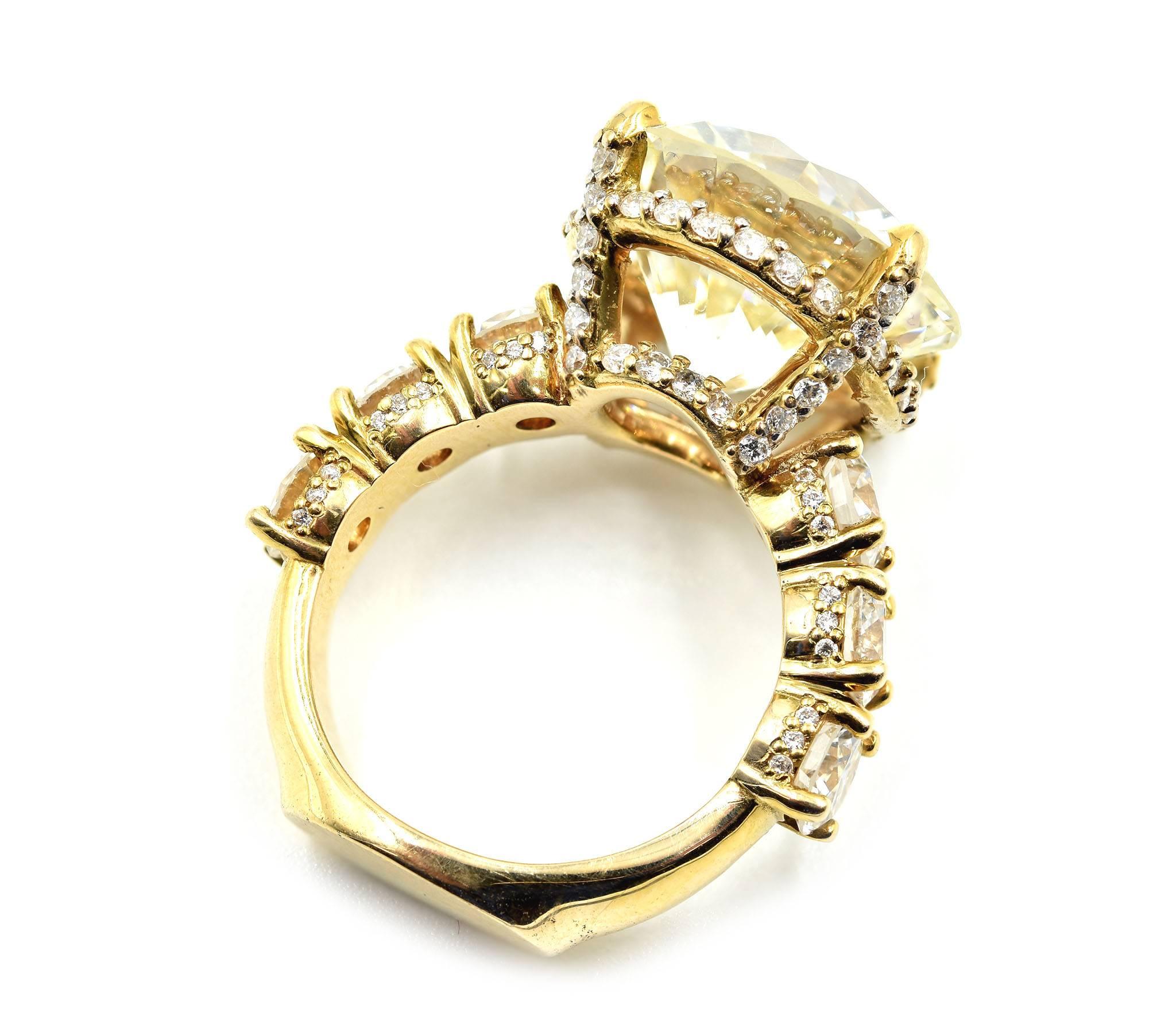 12.71 Carat Round Cut GIA Certified Diamond Engagement Ring 18 Karat Yellow Gold 1