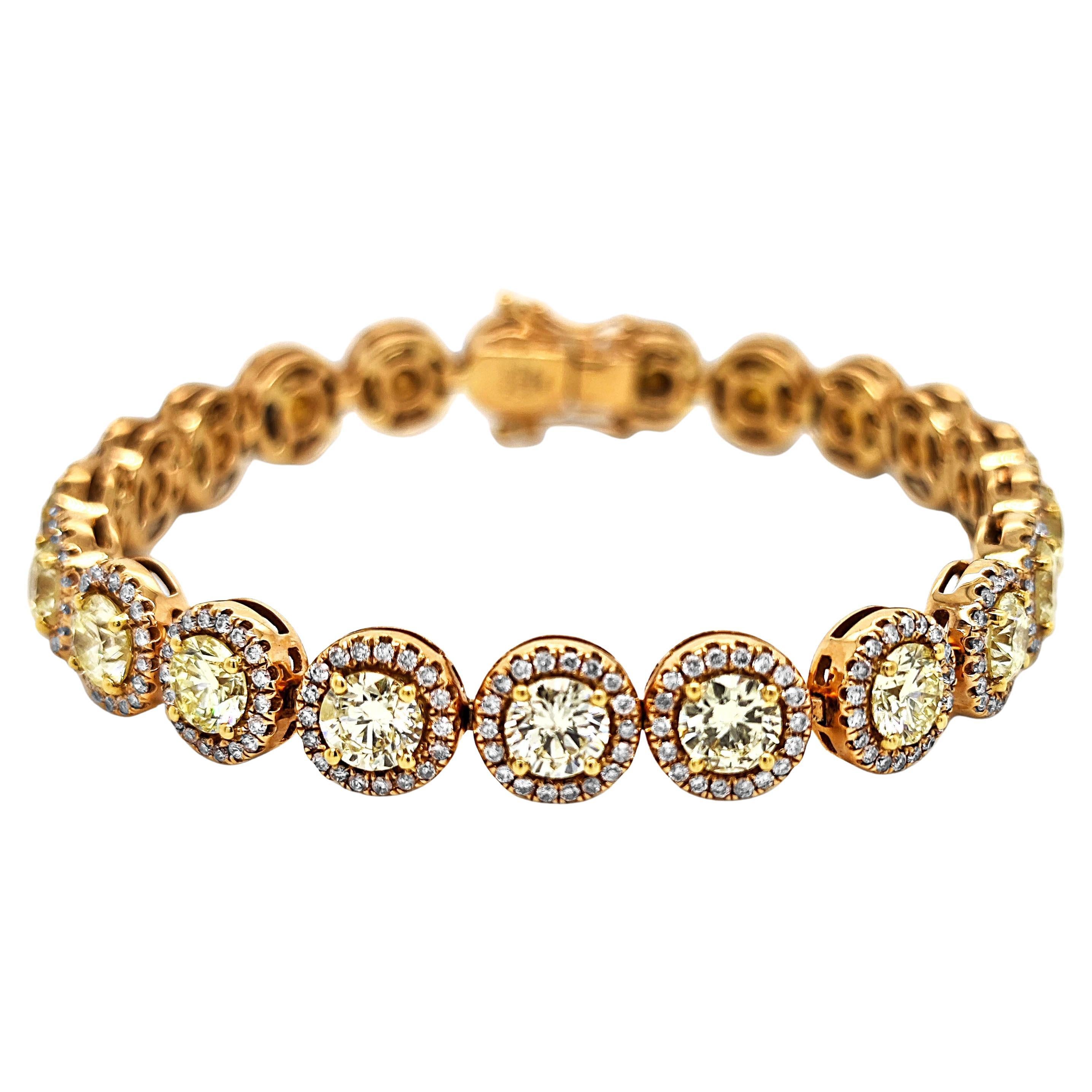 12,71 Karat Pink Diamond Rose Gold Armband (Rundschliff) im Angebot