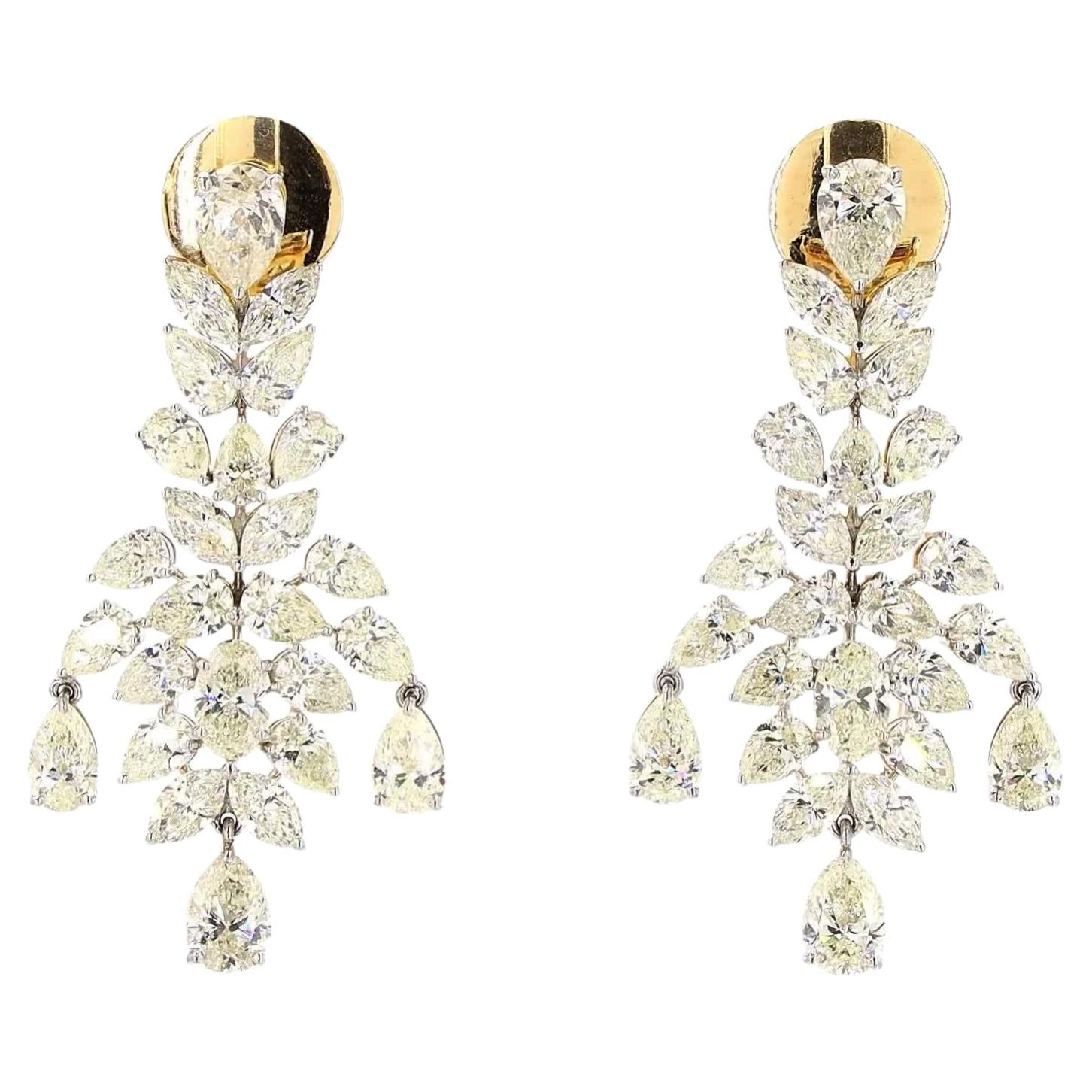 12.72 Carat Pear Shape Diamond Gold Earrings