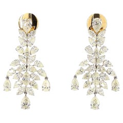 12.72 Carat Pear Shape Diamond Gold Earrings