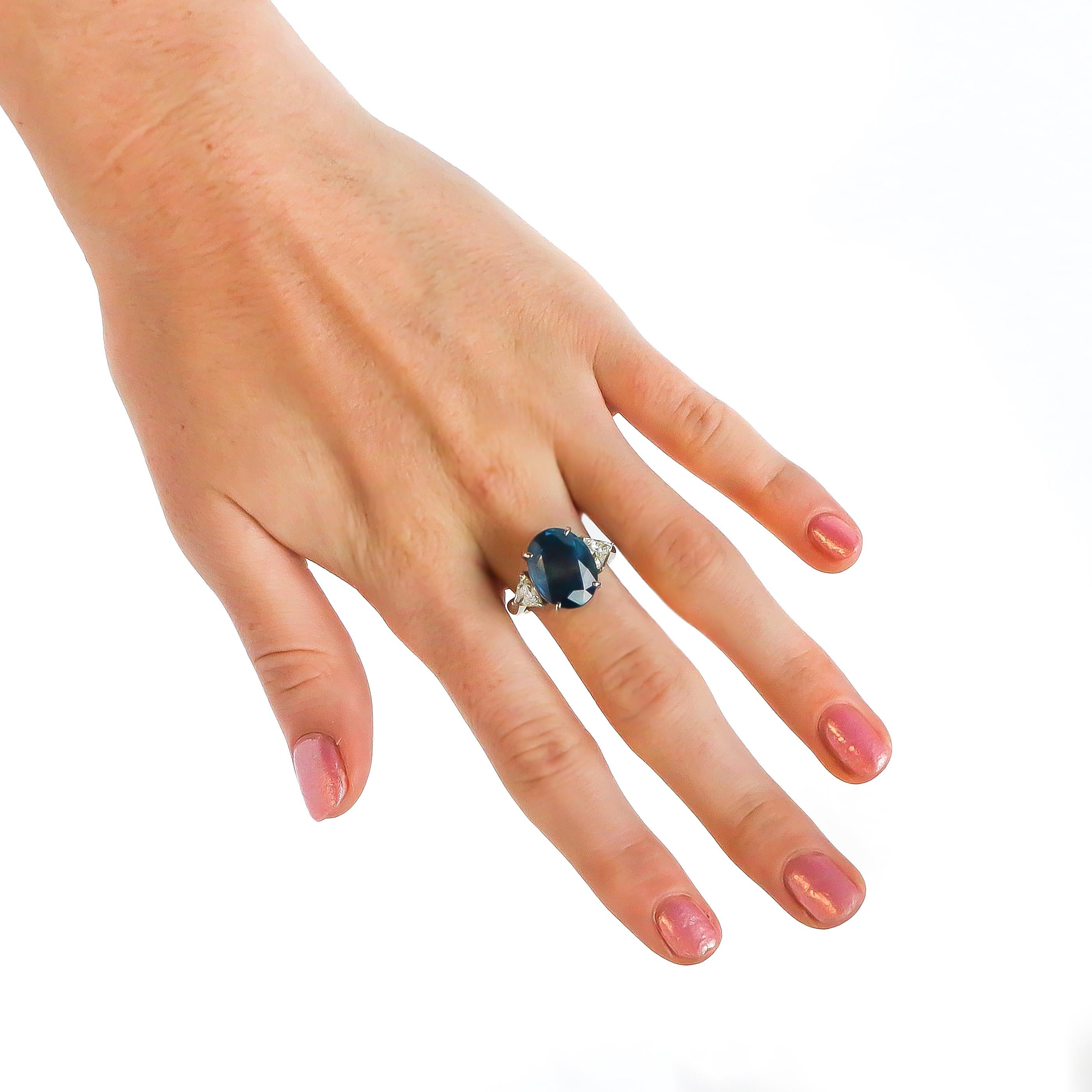 Contemporary GIA Certified 12.72 Carat Natural Burma Blue Sapphire Ring Set With Diamonds 