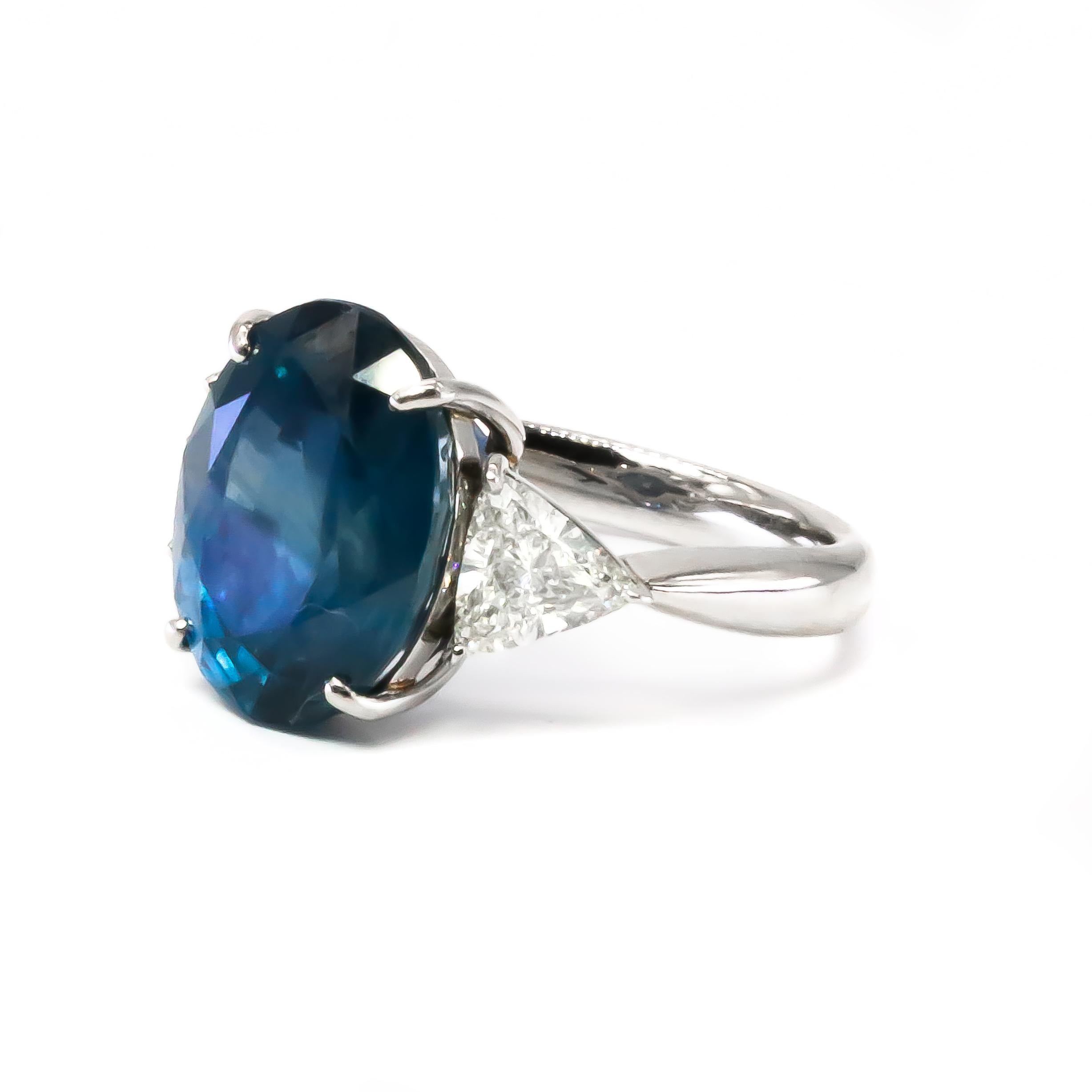 Oval Cut GIA Certified 12.72 Carat Natural Burma Blue Sapphire Ring Set With Diamonds 