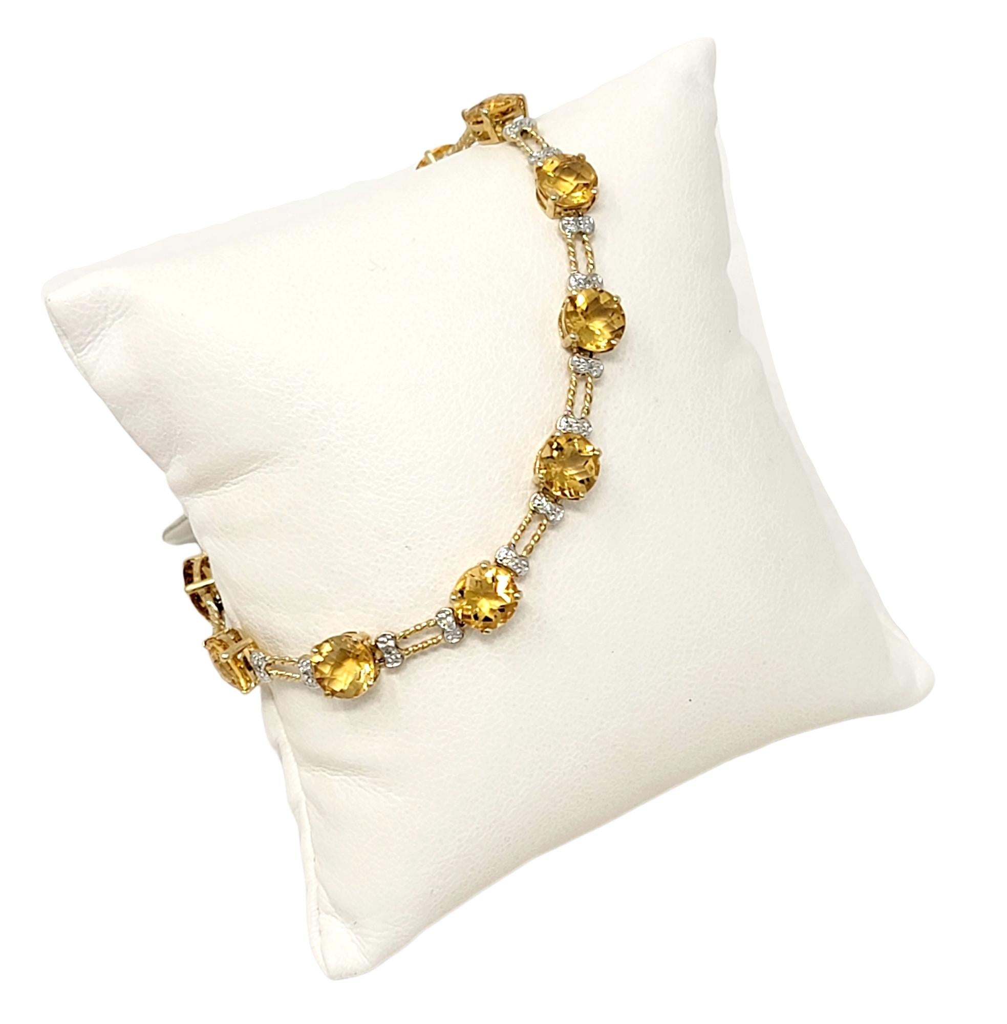 Bracelet ligne en or 10 carats avec diamants et citrine ronde de 12,72 carats de taille mixte en vente 8