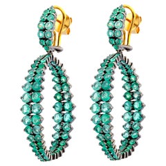 12.74 Carat Emerald Hoop Earrings in Contemporary Style
