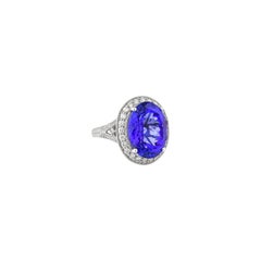 Sunita Nahata Tanzanite 12.70ct. Fancy Ring in 18KWG with Diamond.