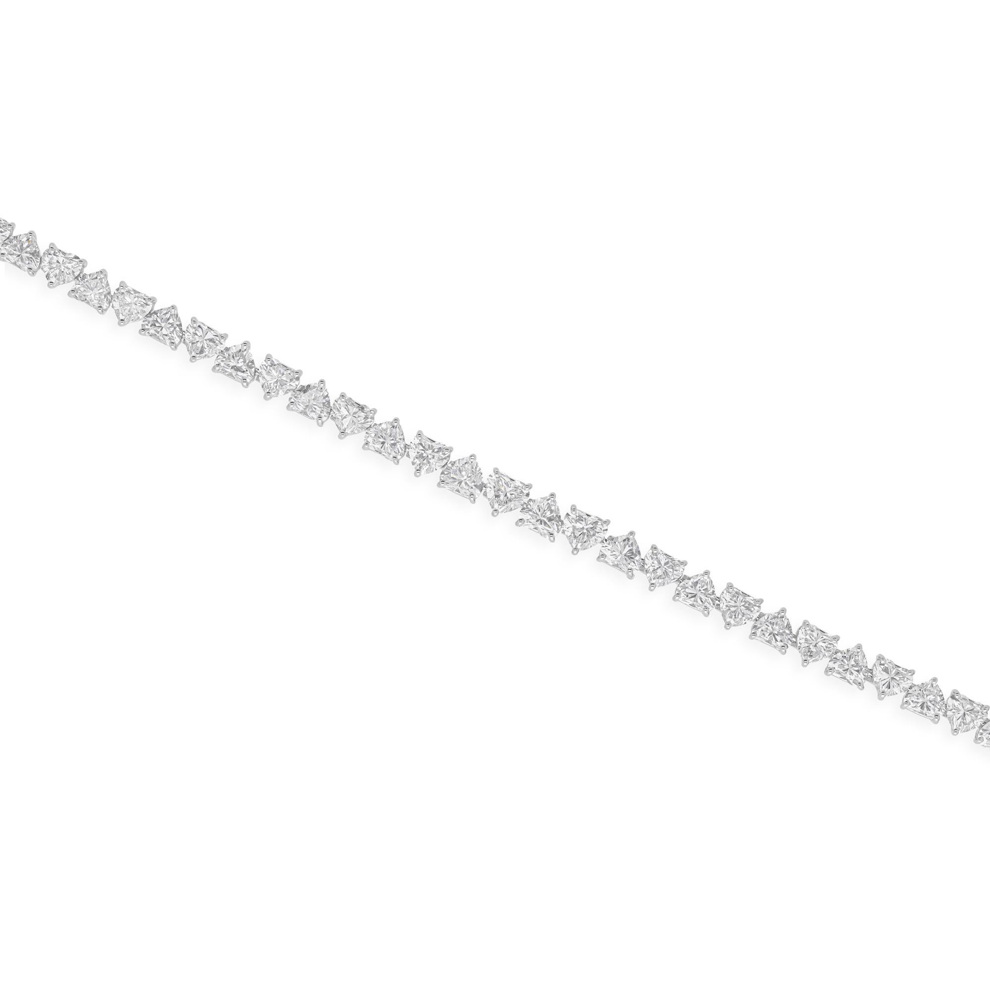 12.74 Ct Heart SI/H Diamond Tennis 14 Karat White Gold Bracelet All Tariffs Paid en vente 2