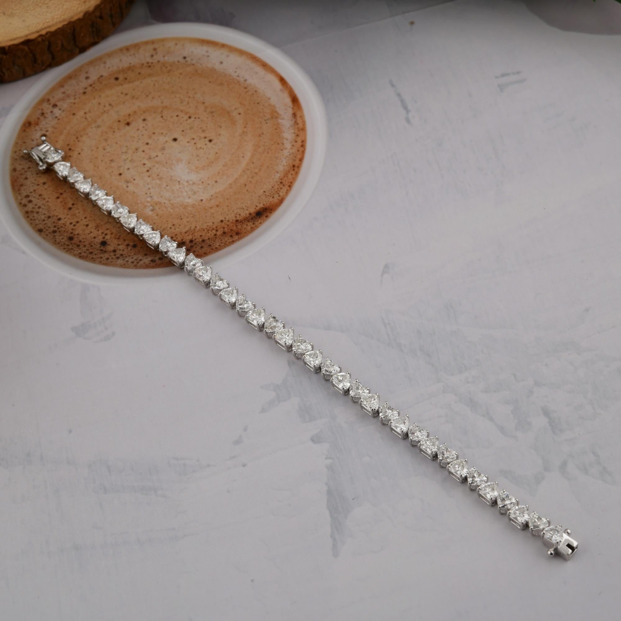 12,74 ct Cuore SI/H Diamante Tennis Bracciale in oro bianco 18 carati Tutte le tariffe pagate in vendita 1