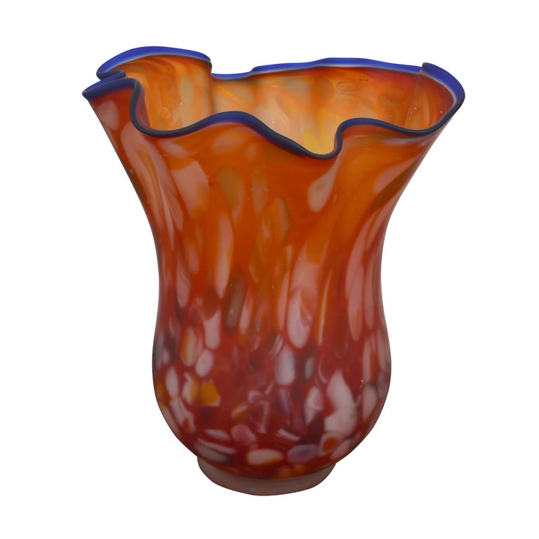 Contemporary Azerbaijan Blown Art Glass Vase For Sale