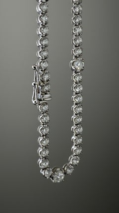 12.75 Carat Mined Diamond Riviera Necklace: 32-Inch Opera in 18K White Gold