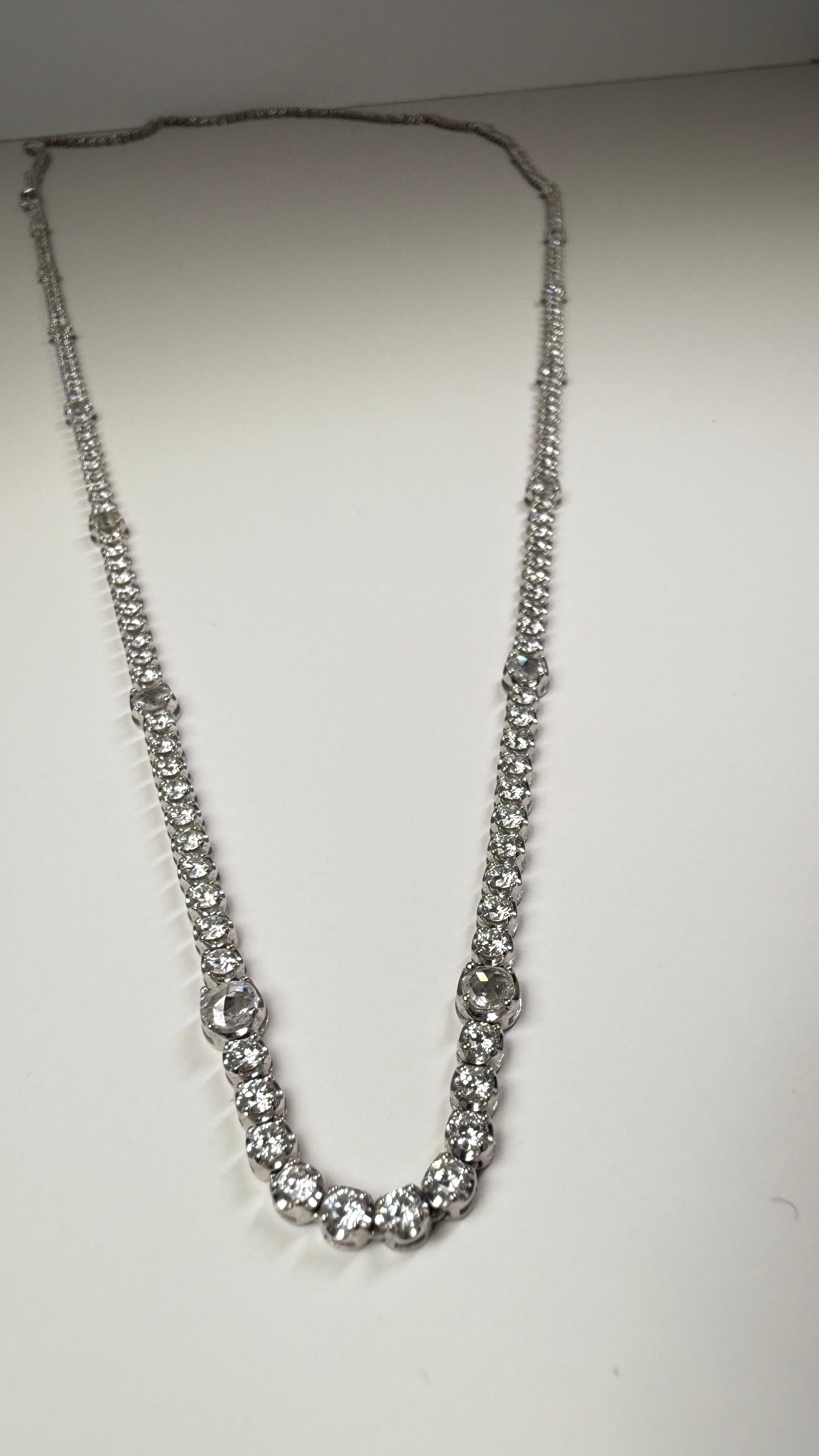 Collier Riviera en diamant miné de 12,75 carats : Opéra de 32 pouces en or blanc 18 carats en vente 2