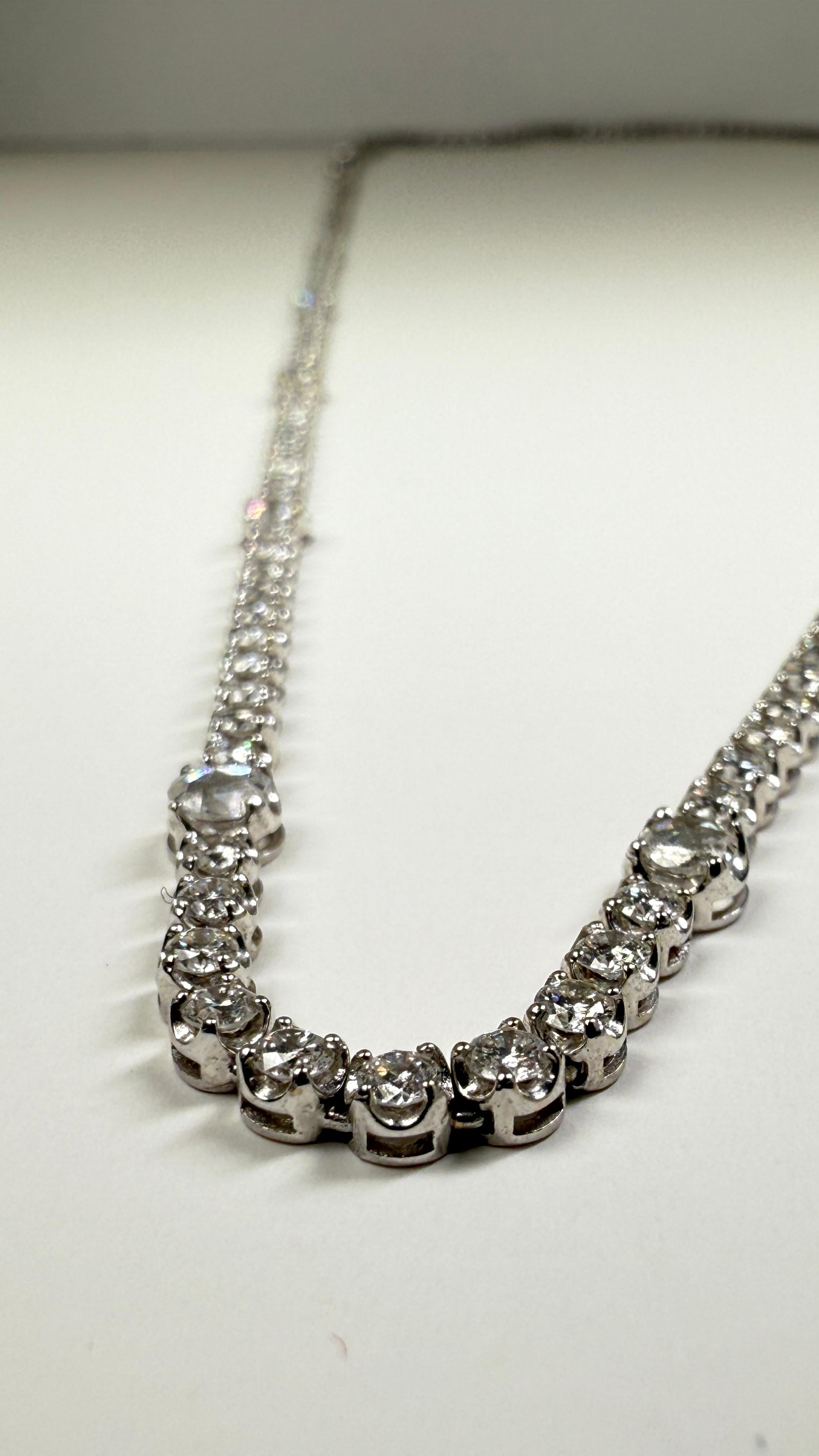 Collier Riviera en diamant miné de 12,75 carats : Opéra de 32 pouces en or blanc 18 carats en vente 3