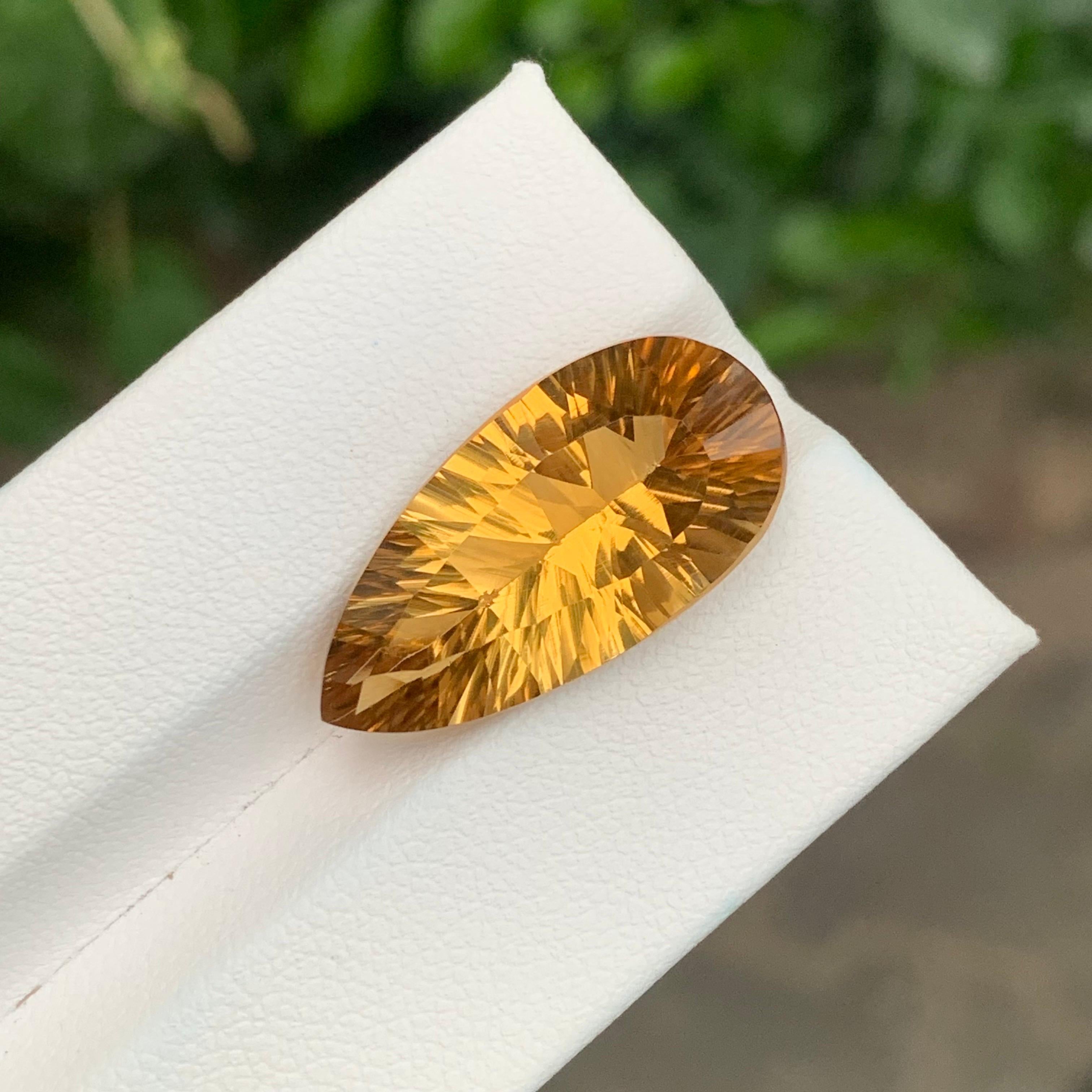 12.75 Carat Natural Loose Honey Citrine Pear Shape Gemstone For Sale 5