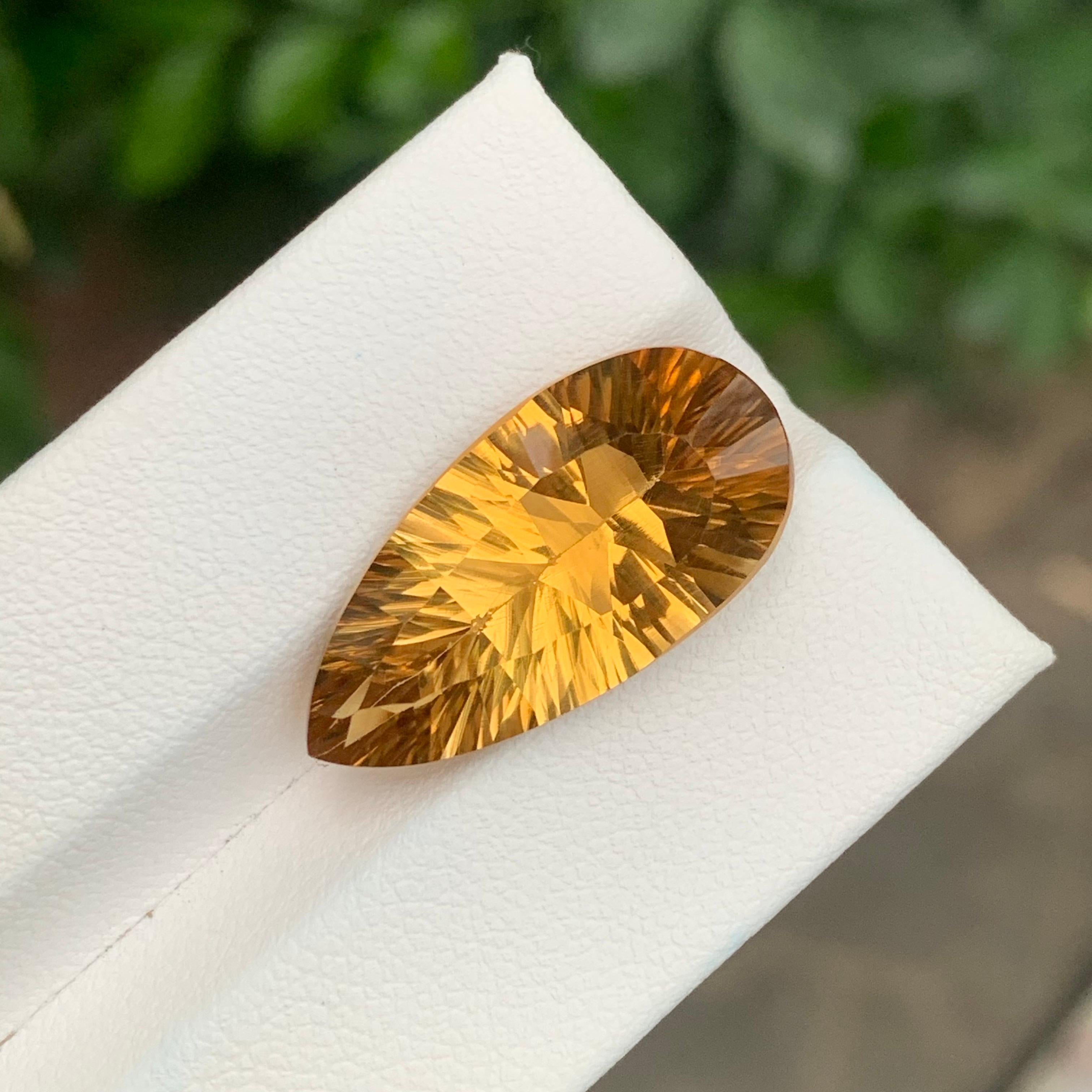 12.75 Carat Natural Loose Honey Citrine Pear Shape Gemstone For Sale 6