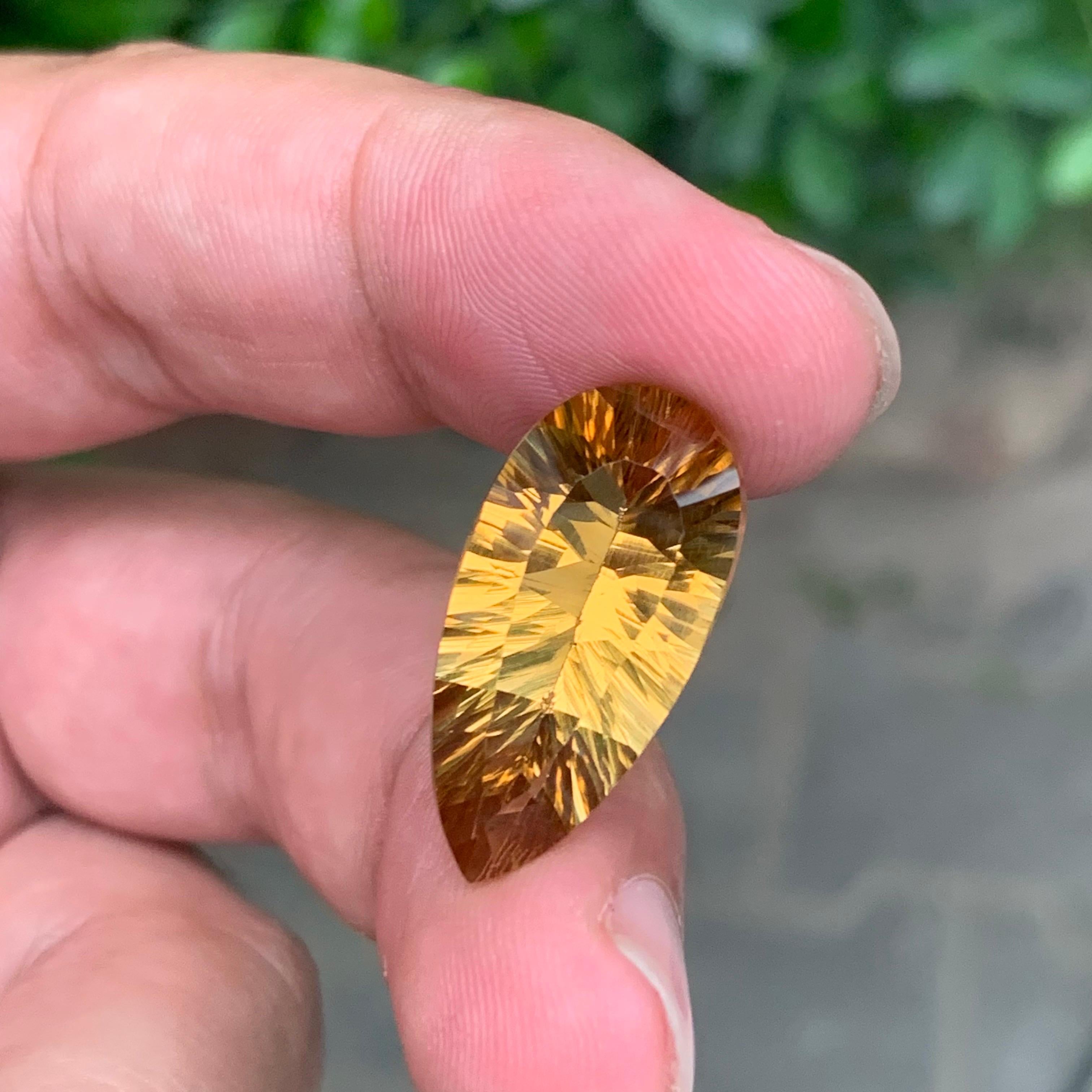 12.75 Carat Natural Loose Honey Citrine Pear Shape Gemstone For Sale 7