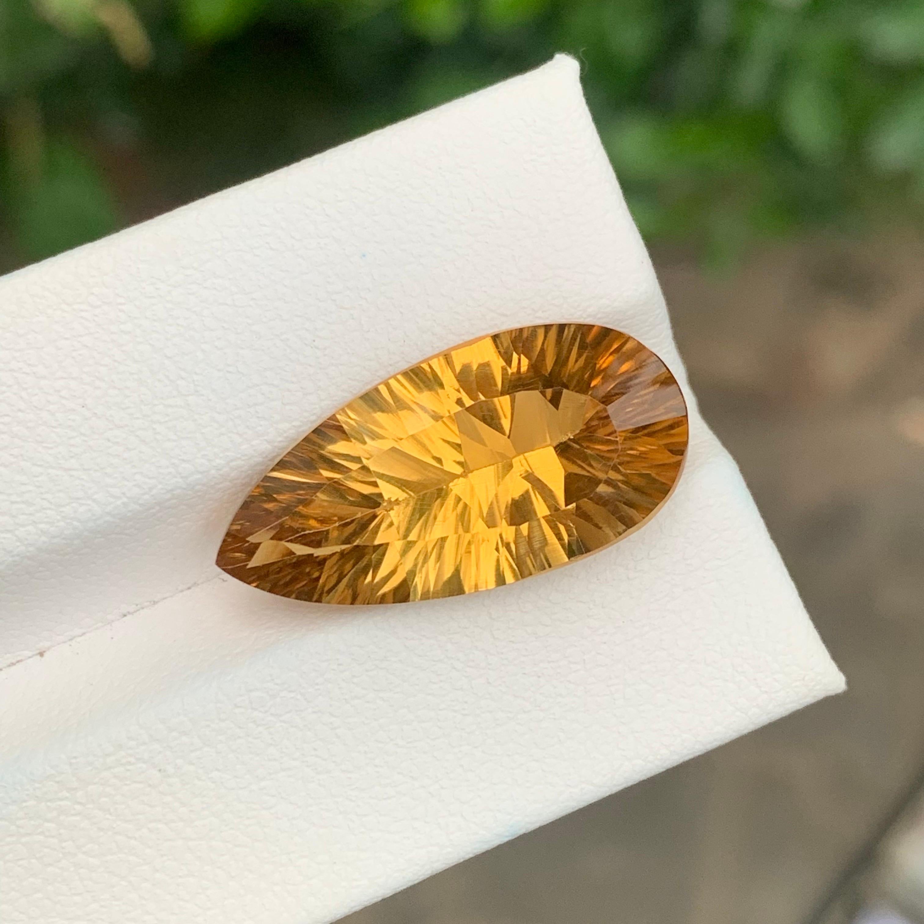 Arts and Crafts 12.75 Carat Natural Loose Honey Citrine Pear Shape Gemstone For Sale