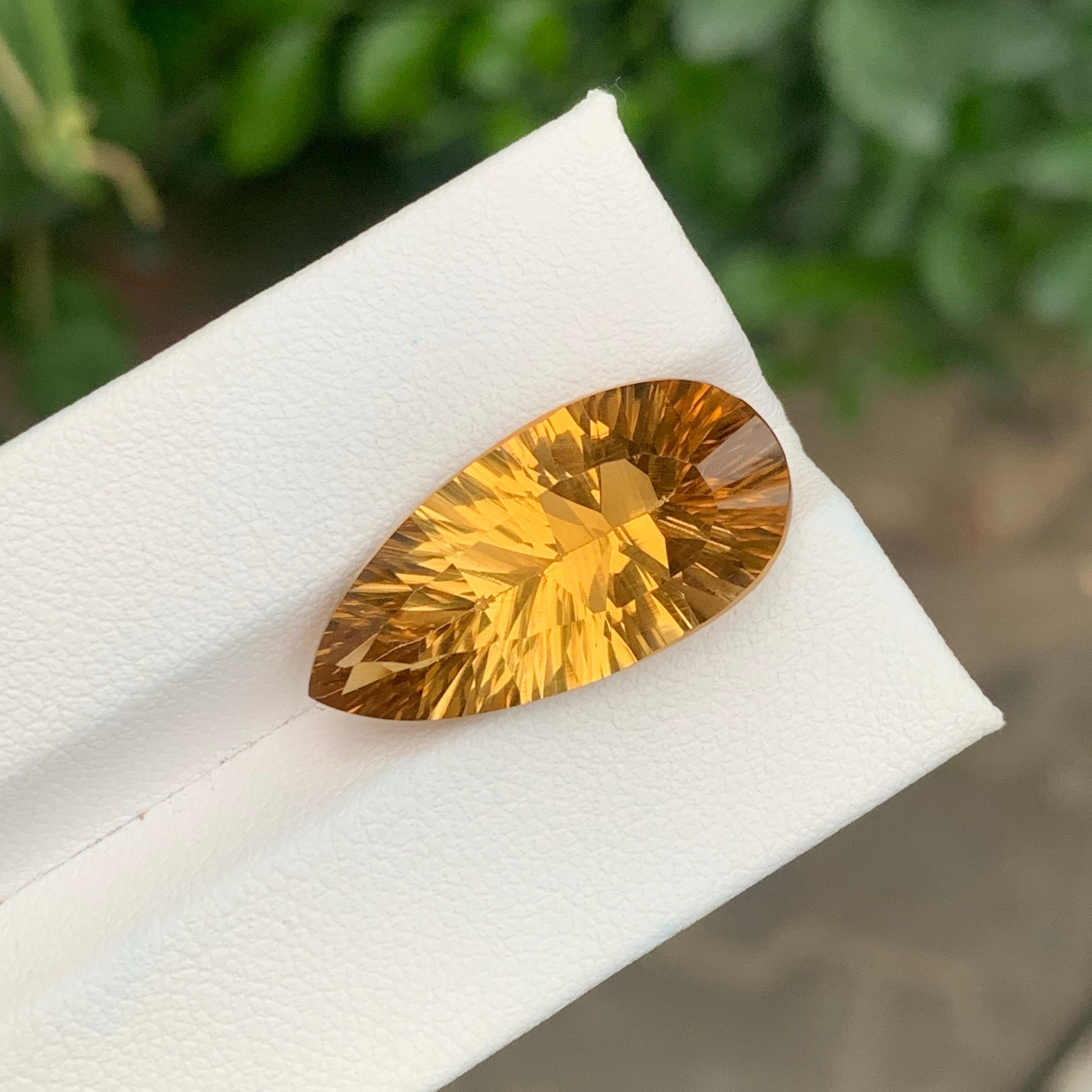 Pear Cut 12.75 Carat Natural Loose Honey Citrine Pear Shape Gemstone For Sale