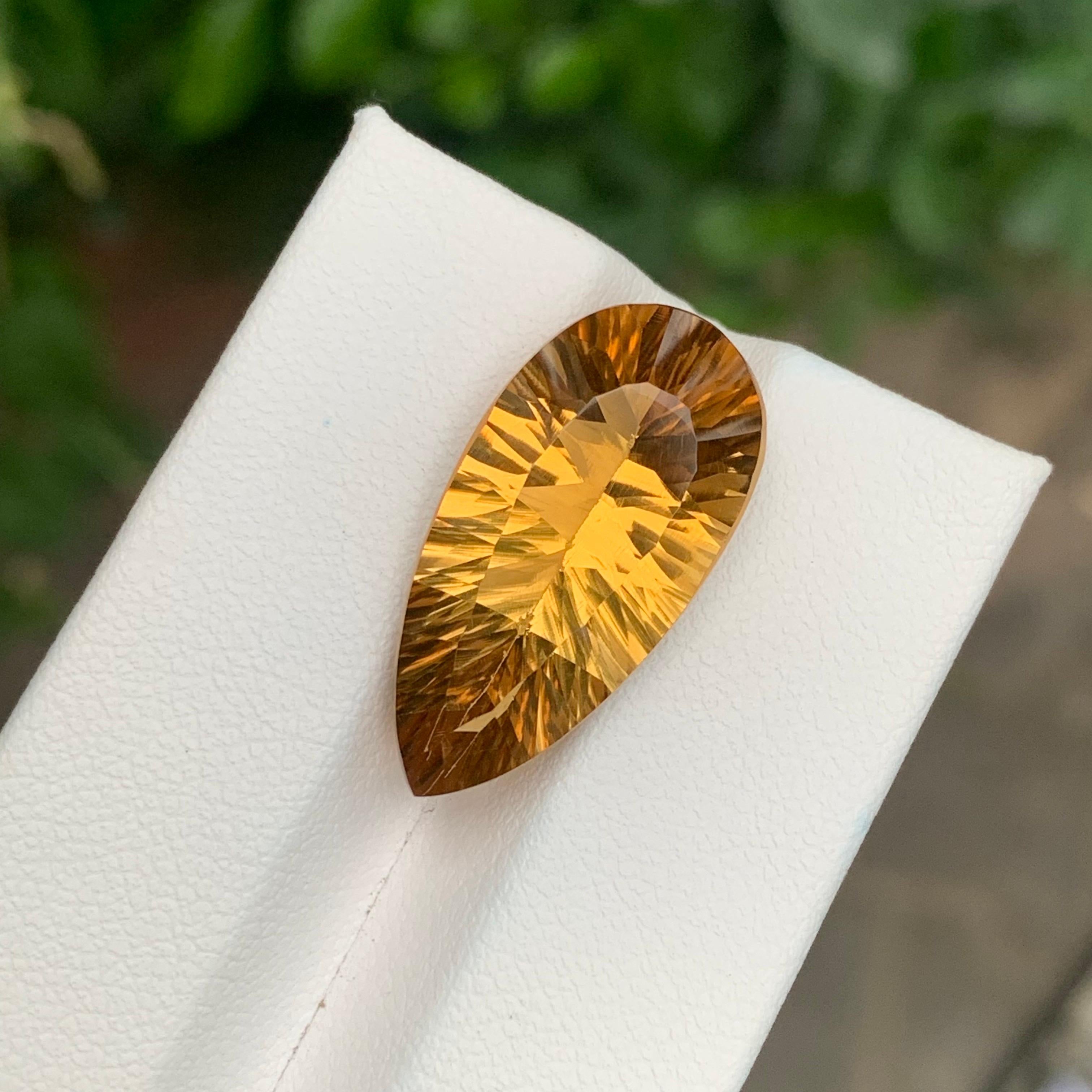 12.75 Carat Natural Loose Honey Citrine Pear Shape Gemstone In New Condition For Sale In Peshawar, PK