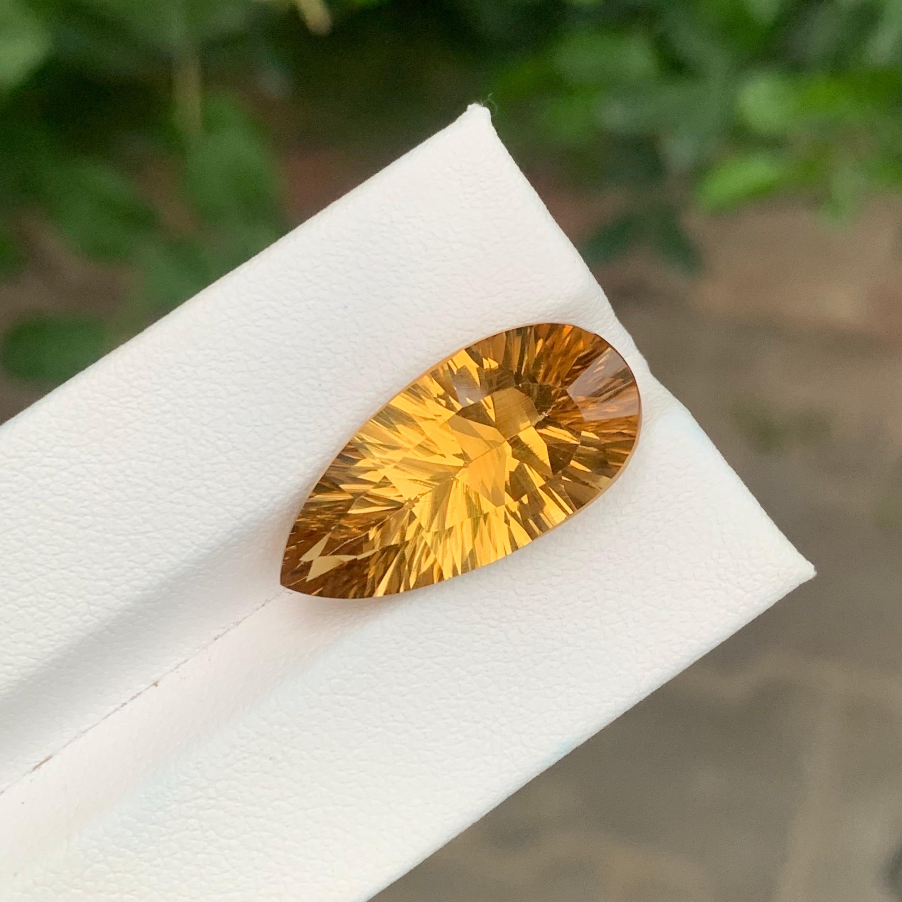 12.75 Carat Natural Loose Honey Citrine Pear Shape Gemstone For Sale 1