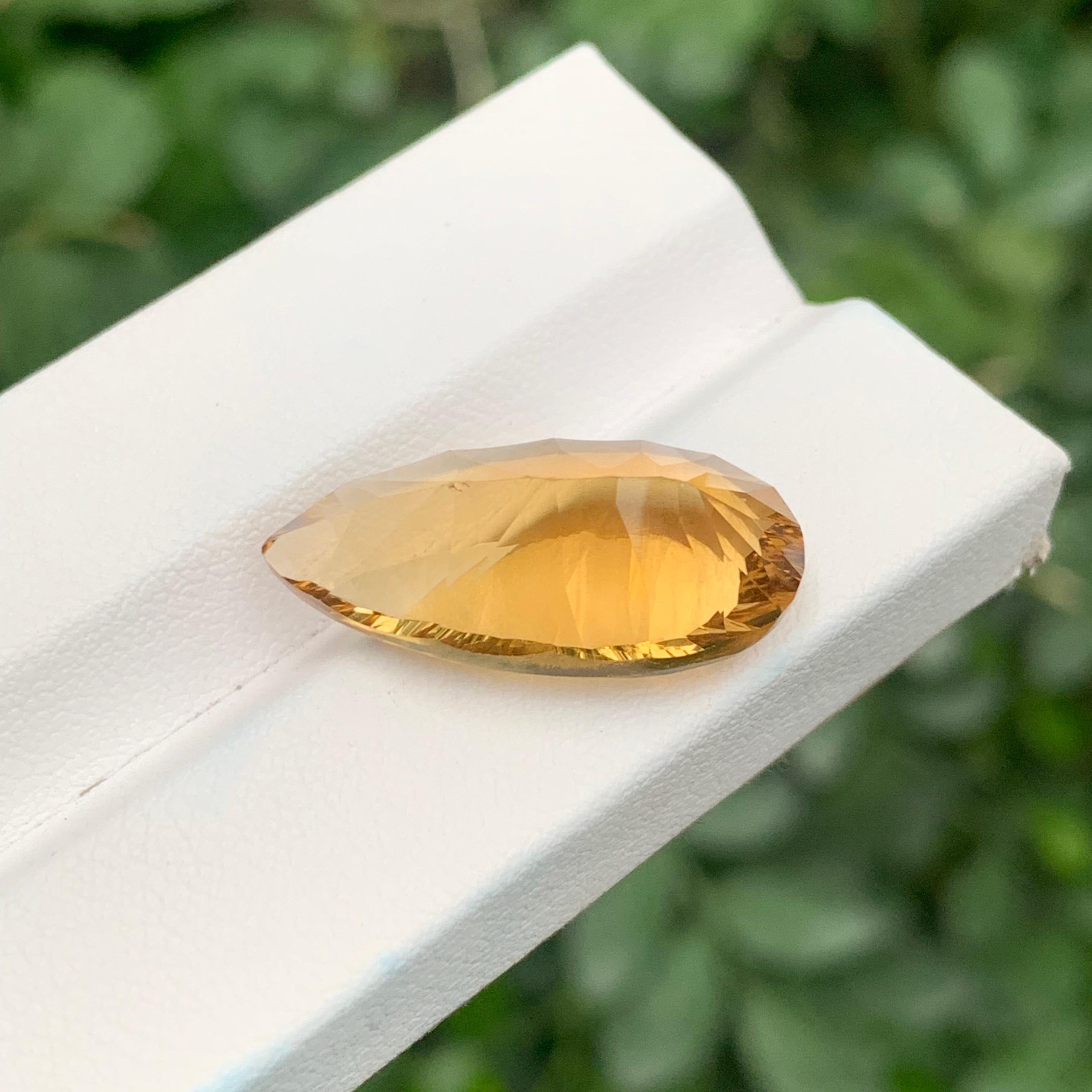 12.75 Carat Natural Loose Honey Citrine Pear Shape Gemstone For Sale 2