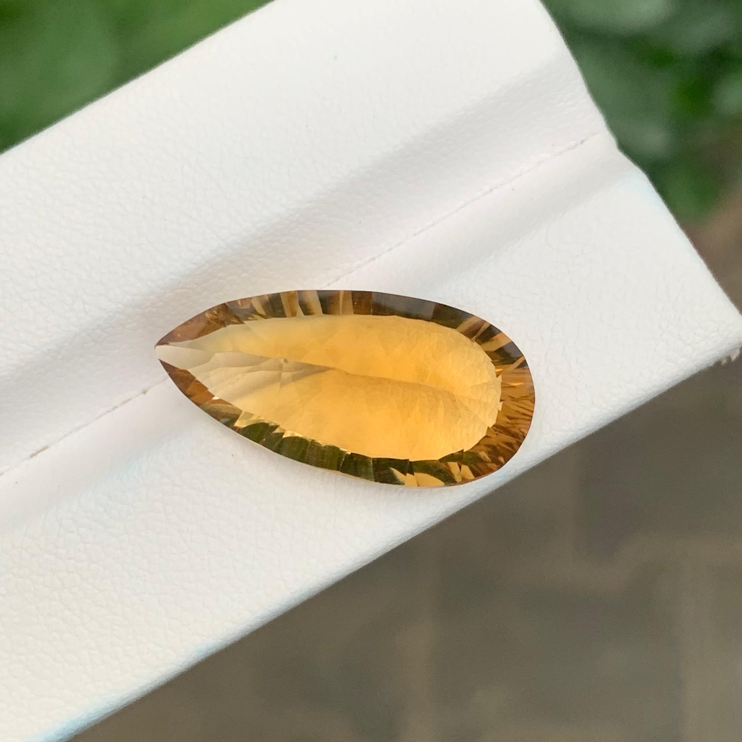 12.75 Carat Natural Loose Honey Citrine Pear Shape Gemstone For Sale 3