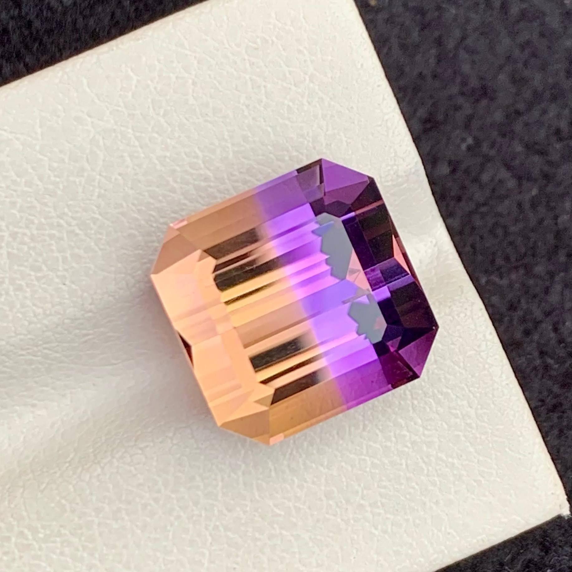 12.75 Karat Bi Color Ametrine Stein Smaragdschliff Natürlicher Brasilianischer Edelstein (Moderne) im Angebot