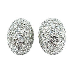 12.75 Carats Round Brilliant Diamond and Platinum Domed Earrings