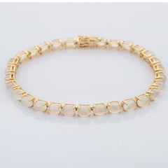 12.75 CTW Natural Moonstone Tennis Bracelet in 14k Yellow Gold Gift for Mother