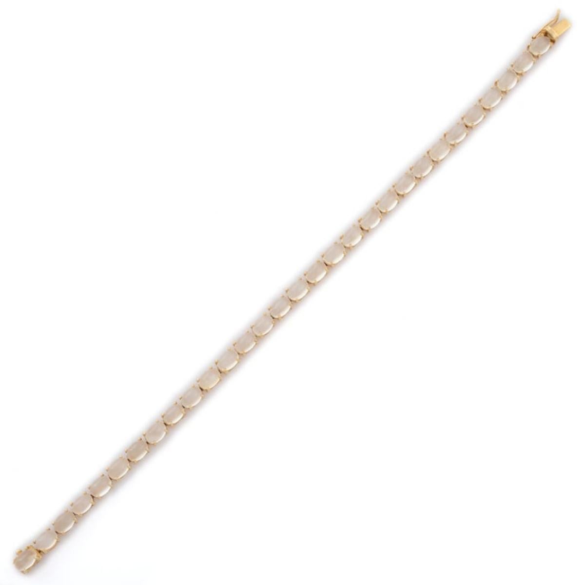 12.75 CTW Natural Moonstone Tennis Bracelet in 14k Yellow Gold Gift for Mother For Sale 2