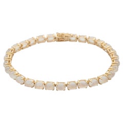 Bracelet tennis en or jaune 14 carats avec pierre de lune naturelle de 12,75 carats, cadeau pour mère