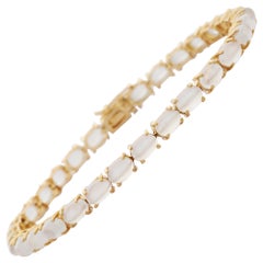 12,75 Karat natürlicher Mondstein-Tennisarmband aus 14k Gelbgold mit Zackenfassung