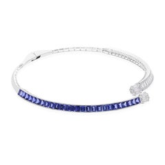 12.76 Carat Blue Sapphire 13.86ct SI/H Diamond 18k White Gold Choker Necklace