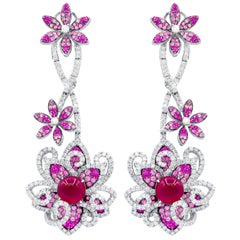 Diana M. 12.76 Carat Ruby and Diamond Earrings