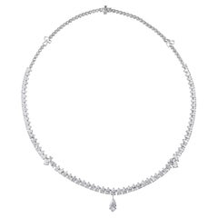 12.76Ct Classic Marquise Drop Tennis Diamond Necklace For Wife 14K White Gold