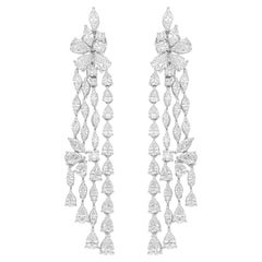 12.77 Carat SI/H Marquise Pear Diamond Chandelier Earrings 18 Karat White Gold